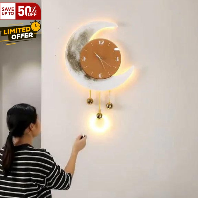 Living Room Clock Wall Art TV Background Wall Clock Sconce Painting Dining Room Luminous Wall Clock