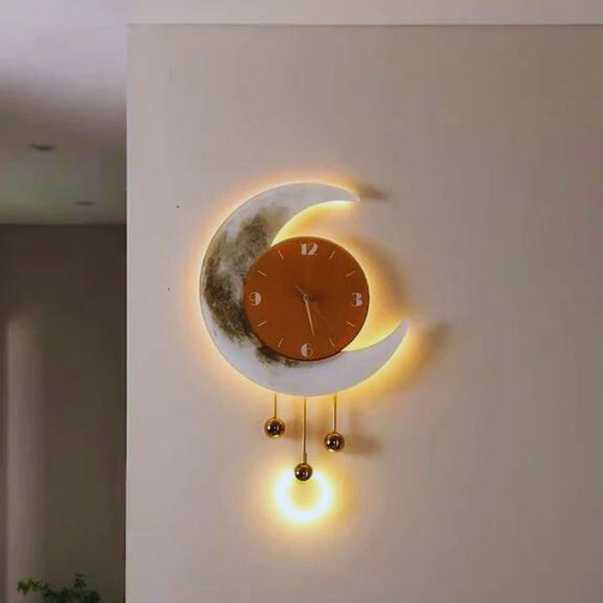 Living Room Clock Wall Art TV Background Wall Clock Sconce Painting Dining Room Luminous Wall Clock