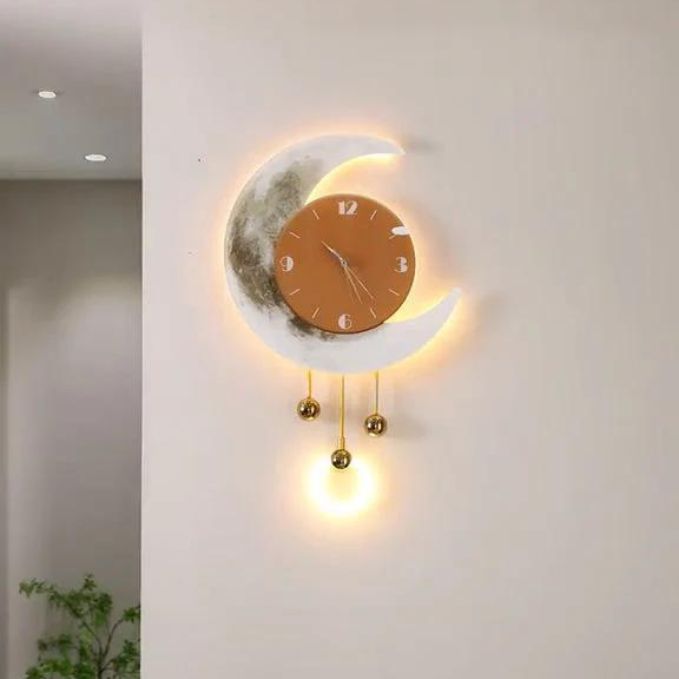 Living Room Clock Wall Art TV Background Wall Clock Sconce Painting Dining Room Luminous Wall Clock